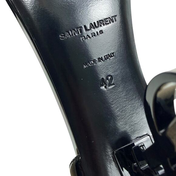 Saint Laurent Patent Leather Opyum YSL Heeled Sandals Black Size 42 - Picture 9 of 11